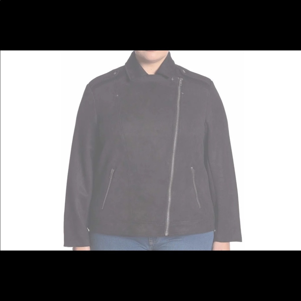 Plus Size Faux Suede Jacket